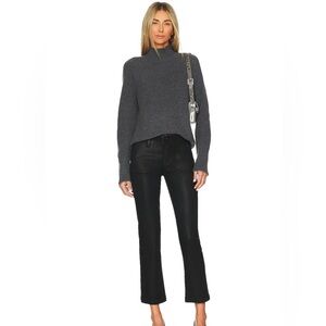 PAIGE Mayslie Straight Ankle in Black Fog Luxe Coating NWOT